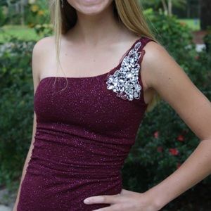 Sparkly, one shouldered homecoming/prom dress